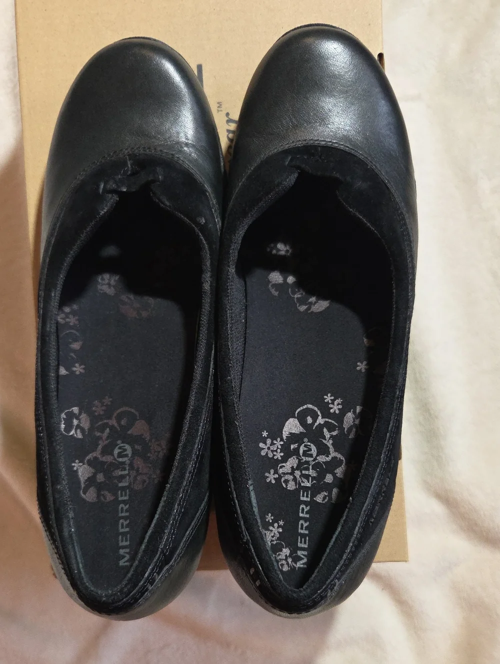 Merrell Lotus black leather suede slip on wedge Sz 8.5